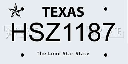 HSZ1187 Texas License Plate