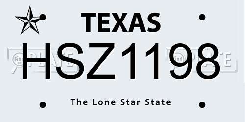 HSZ1198 Texas License Plate