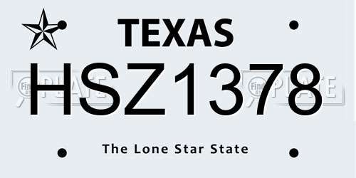 HSZ1378 Texas License Plate