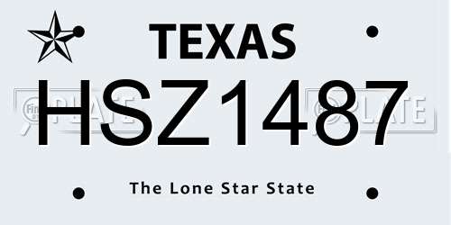 HSZ1487 Texas License Plate
