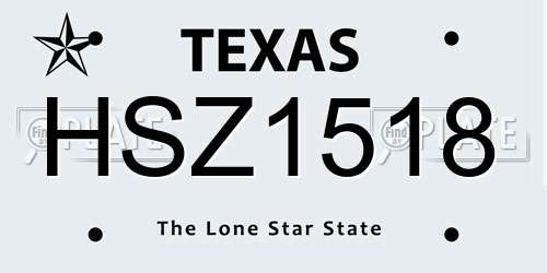 HSZ1518 Texas License Plate