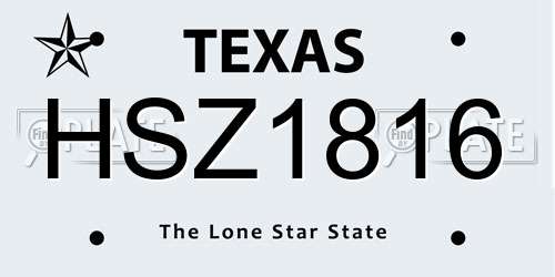 HSZ1816 Texas License Plate
