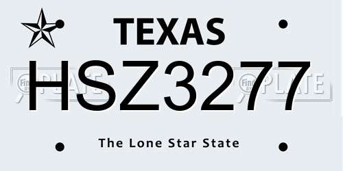 HSZ3277 Texas License Plate