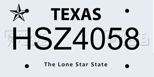 HSZ4058 Texas License Plate