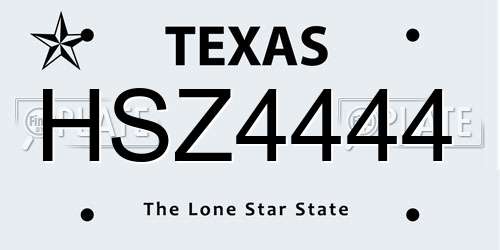 HSZ4444 Texas License Plate