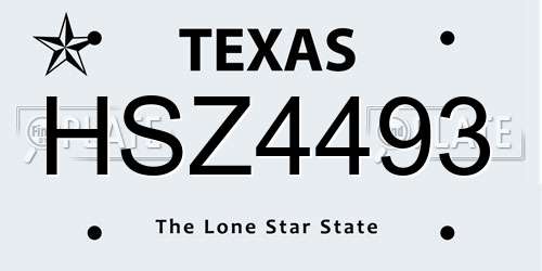 HSZ4493 Texas License Plate