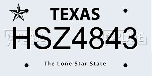 HSZ4843 Texas License Plate