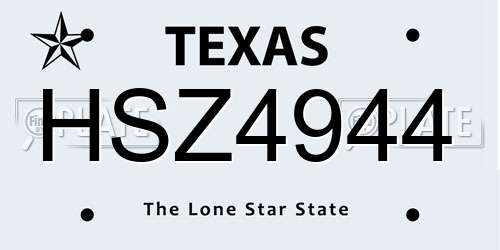 HSZ4944 Texas License Plate