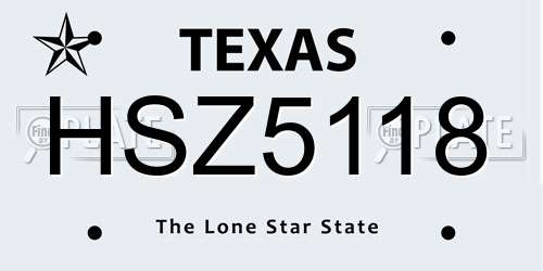 HSZ5118 Texas License Plate