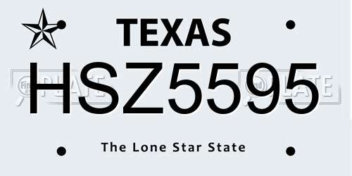 HSZ5595 Texas License Plate