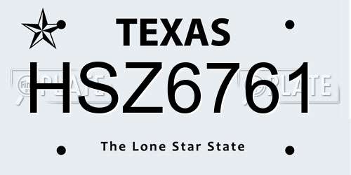 HSZ6761 Texas License Plate