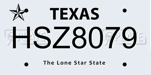 HSZ8079 Texas License Plate