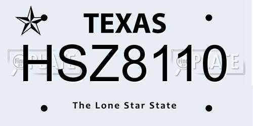 HSZ8110 Texas License Plate