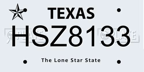 HSZ8133 Texas License Plate