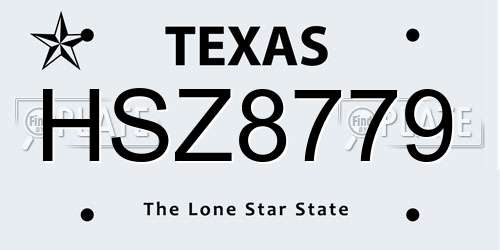 HSZ8779 Texas License Plate