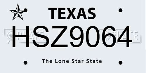 HSZ9064 Texas License Plate