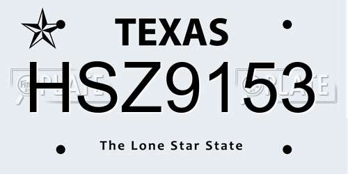 HSZ9153 Texas License Plate