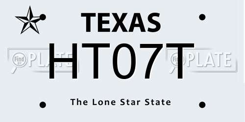 HT07T Texas License Plate