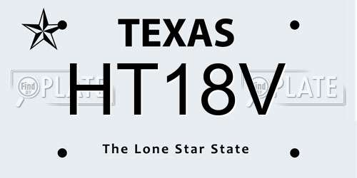 HT18V Texas License Plate