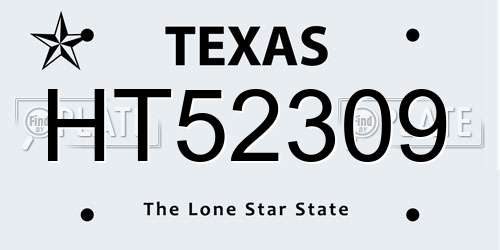 HT52309 Texas License Plate