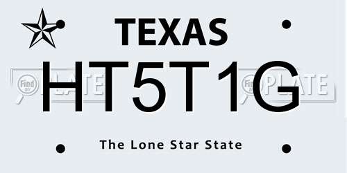 HT5T1G Texas License Plate