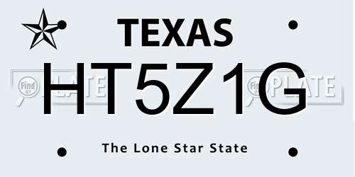 HT5Z1G Texas License Plate