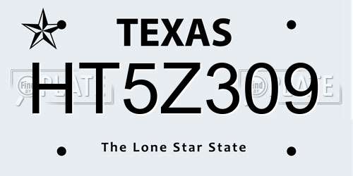 HT5Z309 Texas License Plate