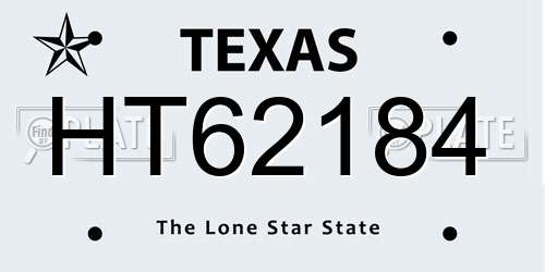 HT62184 Texas License Plate
