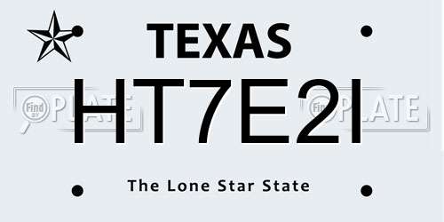 HT7E2I Texas License Plate