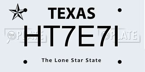 HT7E7I Texas License Plate