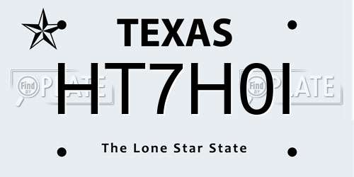 HT7H0I Texas License Plate
