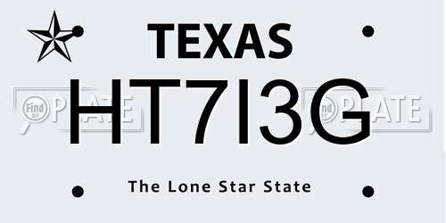 HT7I3G Texas License Plate