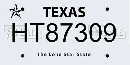 HT87309 Texas License Plate