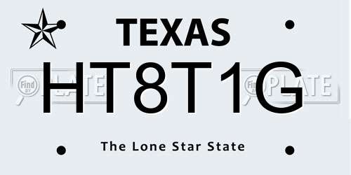 HT8T1G Texas License Plate