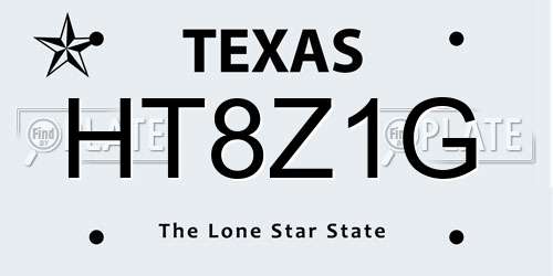 HT8Z1G Texas License Plate