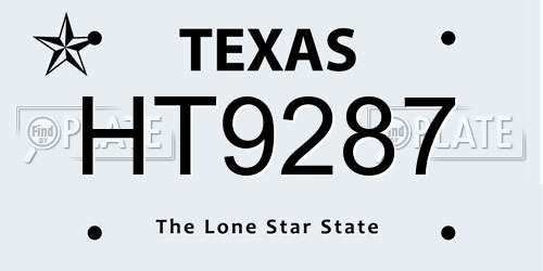 HT9287 Texas License Plate