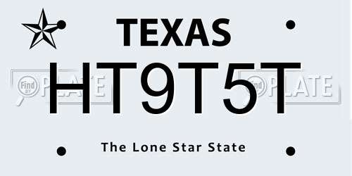 HT9T5T Texas License Plate