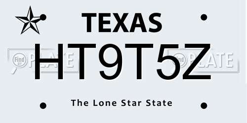 HT9T5Z Texas License Plate