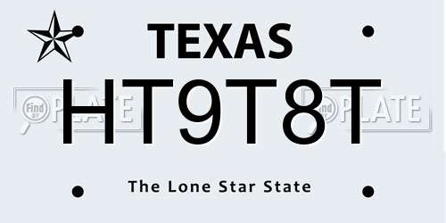 HT9T8T Texas License Plate