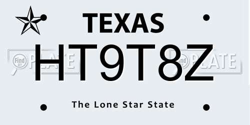 HT9T8Z Texas License Plate