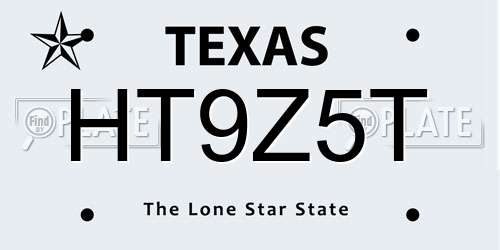 HT9Z5T Texas License Plate