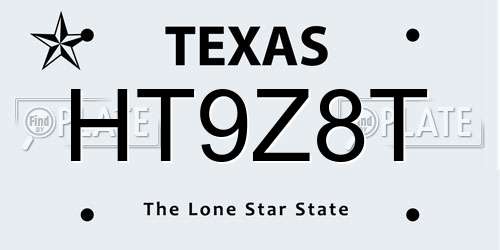 HT9Z8T Texas License Plate