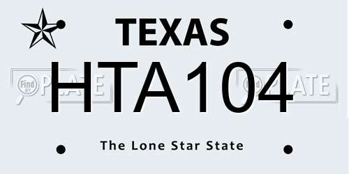 HTA104 Texas License Plate