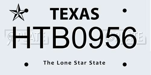 HTB0956 Texas License Plate