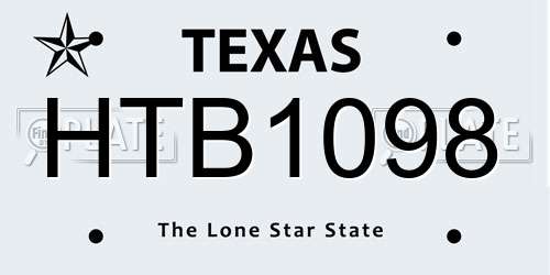 HTB1098 Texas License Plate