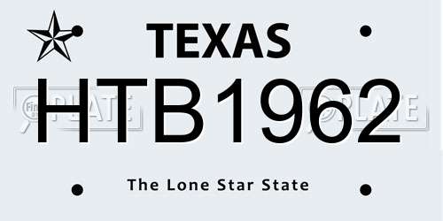 HTB1962 Texas License Plate