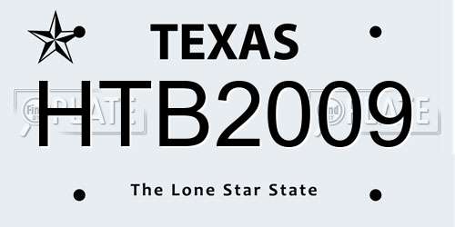 HTB2009 Texas License Plate