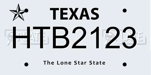 HTB2123 Texas License Plate