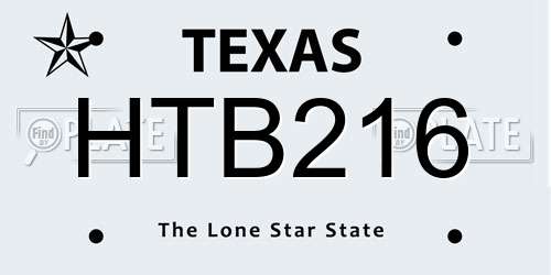 HTB216 Texas License Plate