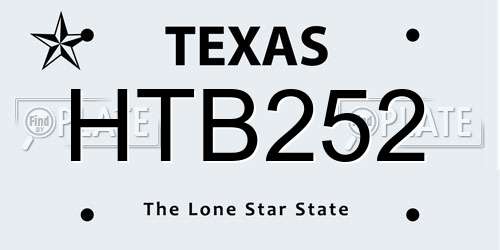 HTB252 Texas License Plate